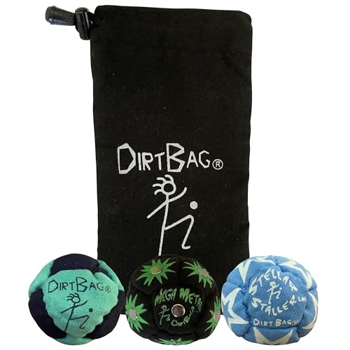 DIRTBAG All Star Handmade Footbags with Carry Pouch, 3-Pack